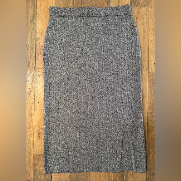 A New Day Charcoal with Silver shimmer Women's Lurex Midi Sweater Pencil Skirt - Picture 4 of 12
